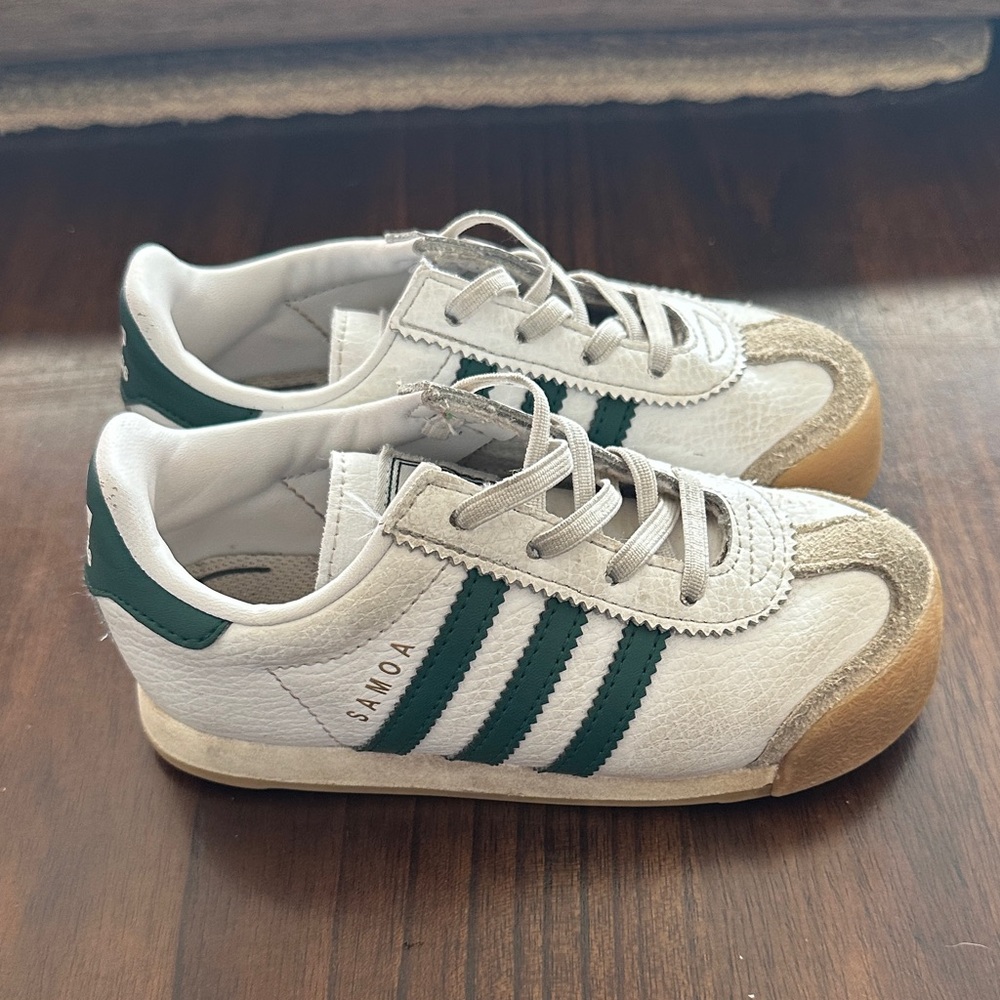Adidas Samoa White and Dark Green Shoes - Picture 3 of 6
